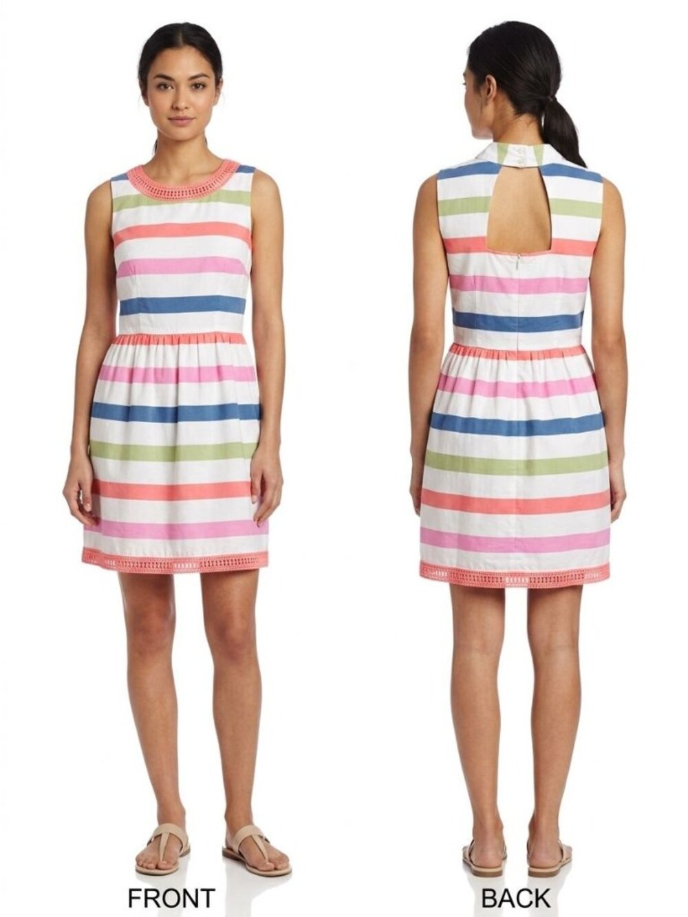 Vineyard Vines Stripe Cutout Back Dress Sz 10 Fit Flare Sleeveless Resortwear‎